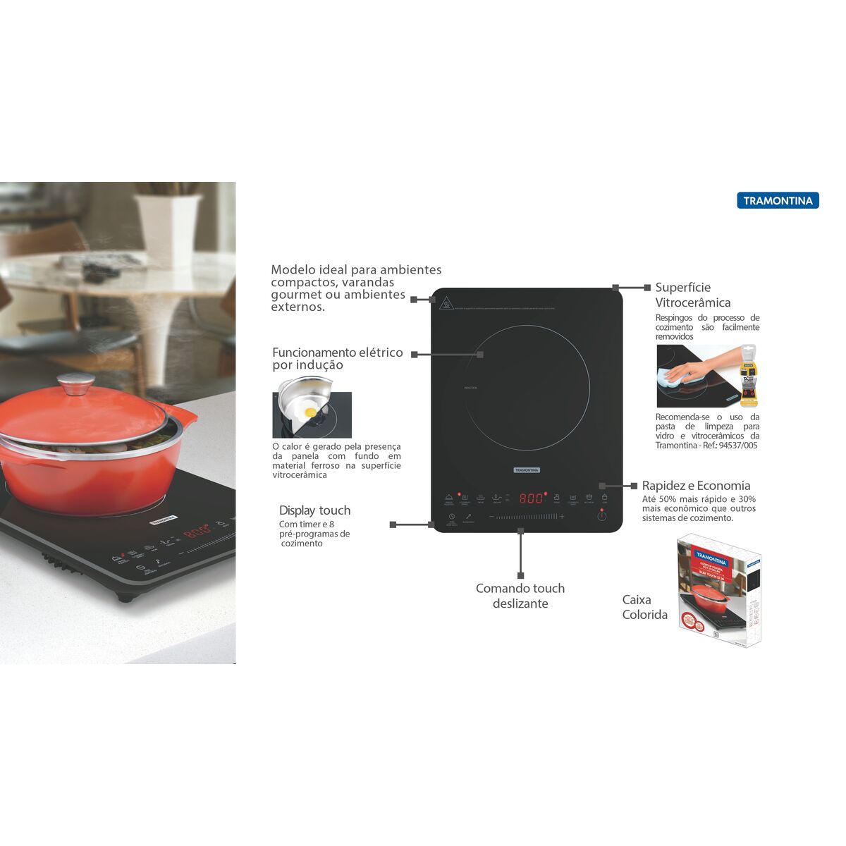 Cooktop Portátil por Indução Tramontina Slim Touch - Imagem 3